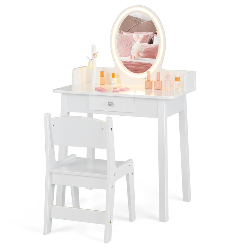 Dressing Table with Mirror, White