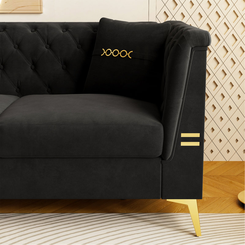 Canapé avec 2 coussins, Black Velvet