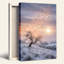 Toile givrée «Winter Tree with Birds Rising Into Sunrise Sky», art mural-132730949