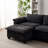Living Room Furniture Sofa Luxury Couch With Ottoman Soft Chenille Upholstered L Shape Sofa Black