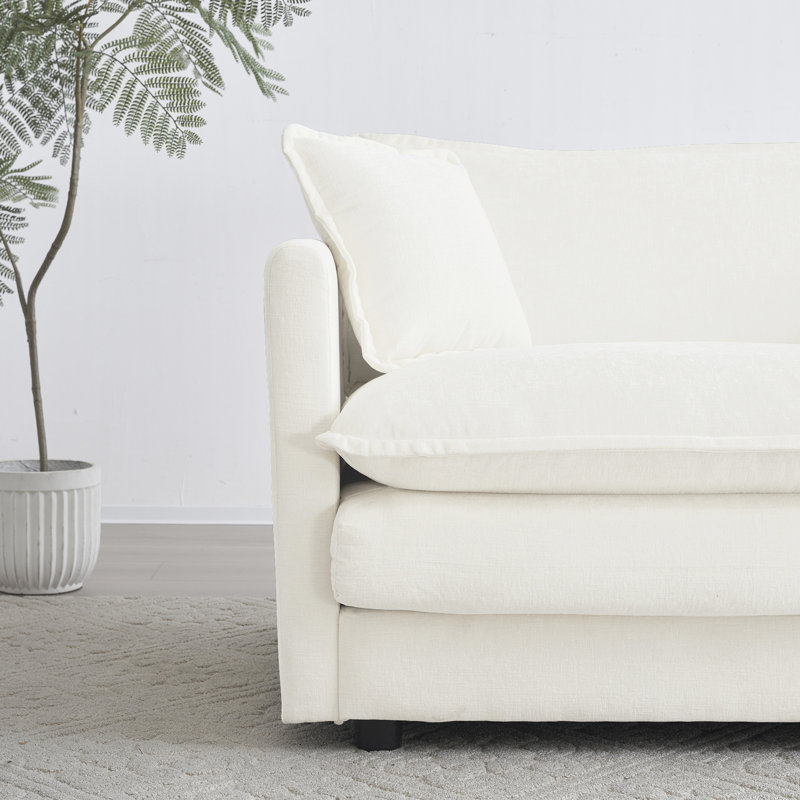 2 en blanc - tissu de chenille durable 2 + 2 places en chenille. Structure solide en bois massif. Revêtement respirant. Rembourrage dense en éponge. Conception de siège reconfigurable. Salon confortable