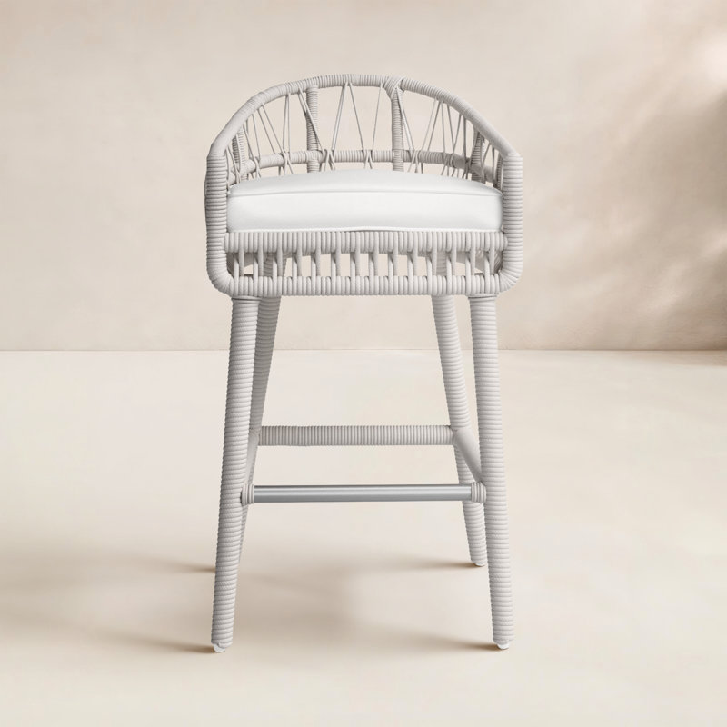Dana Outdoor Bar Stool, Linen Canvas Sunbrella® Canvas