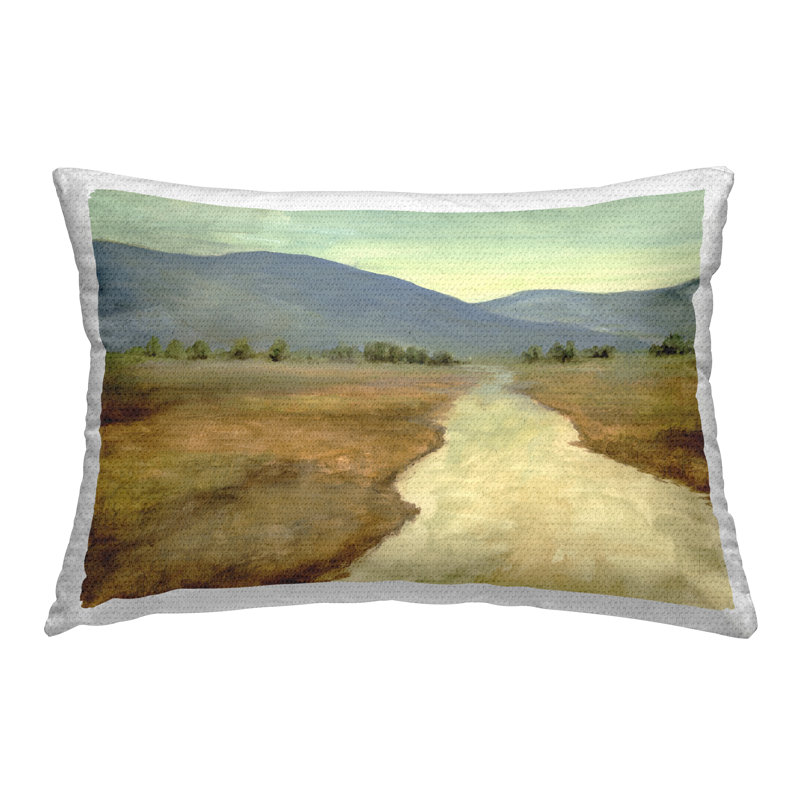 Coussin d'extérieur imprimé Desolate Mountain Road par Michael Willett