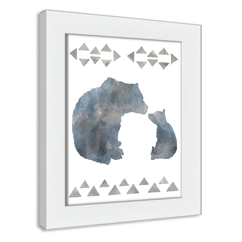 «Little Man Cave Bears», art encadré, H 10 po x l 8 po x P 0,63 po, Cadre blanc