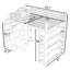 Lit mezzanine double avec garde-robe, tablettes, garde-corps et lattes