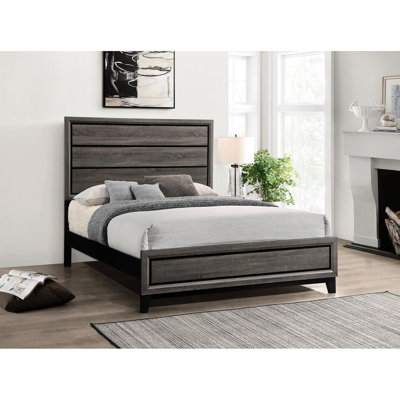 Rustic Grey Oak Queen Bed, With A Frame And Welcoming Bedroom Ambiance Size Panel Combining Sturdiness Comfort For Sound Sleep