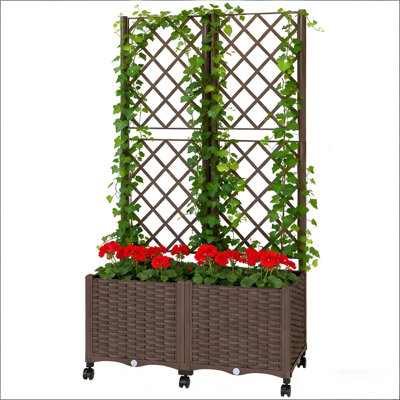 Outdoor Stylish Planter Box,Mobile Raised Garden Bed
