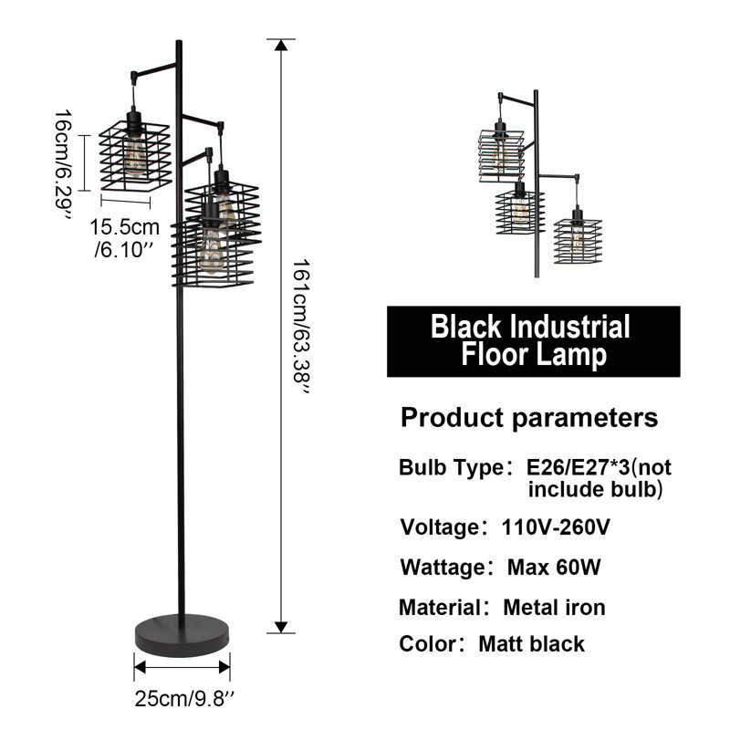 Ailyn 161cm Black Tree Floor Lamp