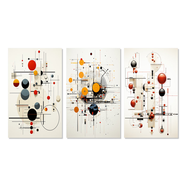 «Mystery Source codes Minimal Geometric I», 3 pièces, Toile tendue, H 28 po x l 36 po