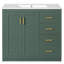 36 po, armoire de salle de bain, lavabo en céramique, planches, glissière à tiroir lisse, rangement multifonctionnel, cadre moderne en bois massif, rangement spacieux pour les articles, portes à fermeture douce, design rétro