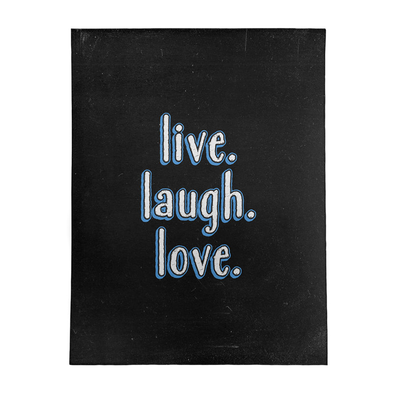 Tapis en poly-chenille style tableau noir style "live" love quote, Rectangle 5 pi x 7 pi