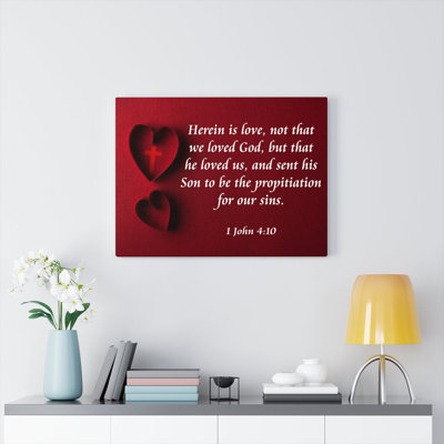 «Herein Is Love» 1 Jean 4: 10 Christian Home Decor Wall Art Ready Scripture