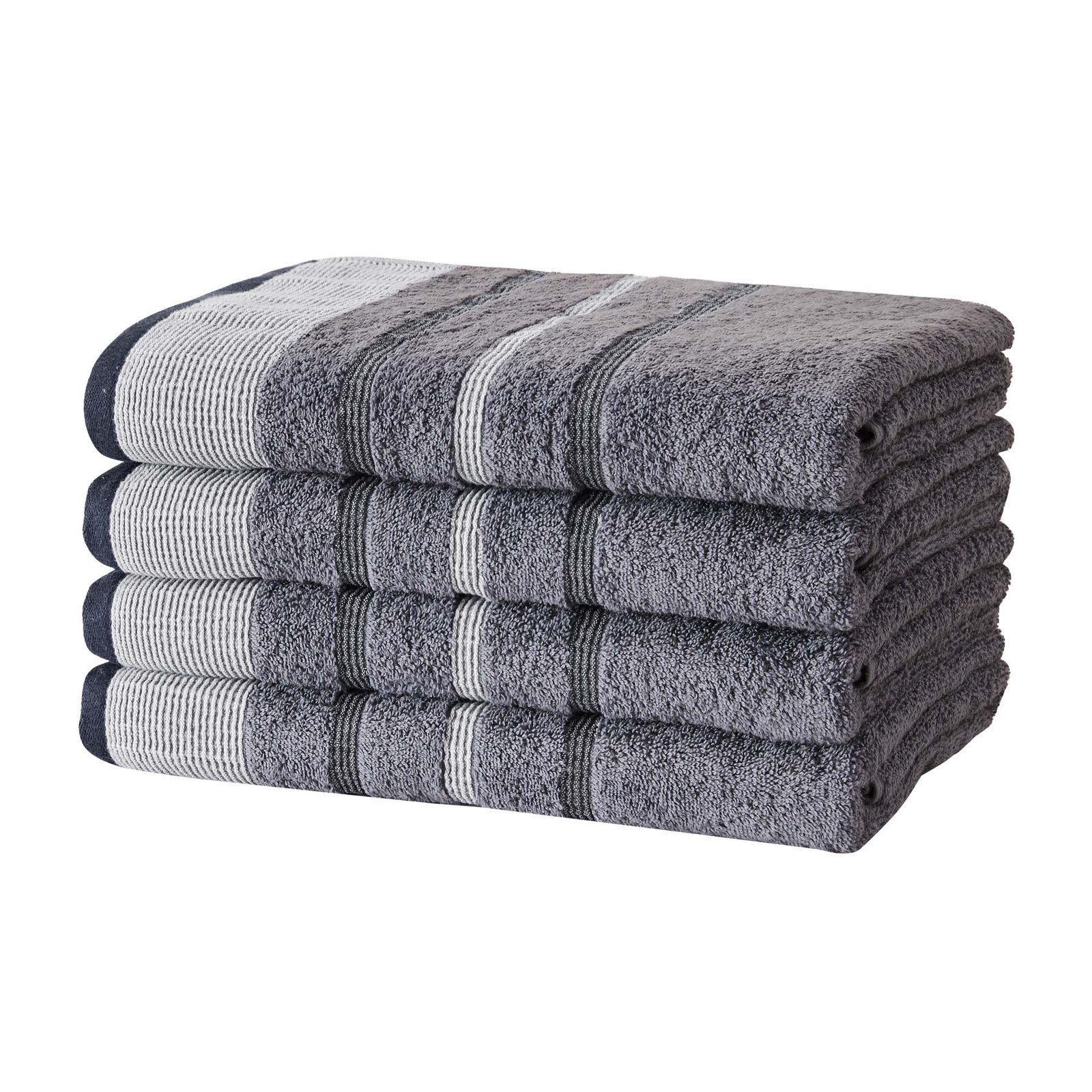 Deanthony Luxury Cotton Decorative, Bath Towels - 4 Pack, Chambray Blue/White/Navy Blue