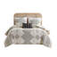 Ensemble d'édredon imprimé 4 pièces avec coussin décoratif noir / ivoire double / grand-117538987