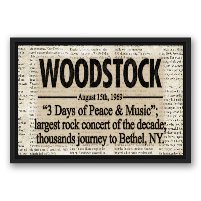 " Woodstock Headline " Textual Art Print, 13.75" H x 19.75" W x 1.75" D