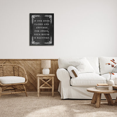 «Funny Haunted House», phrase encadrée sur bois