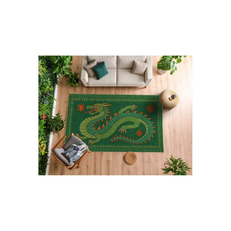 Tapis vert lavable Mosso, 2'4" x 3'11"