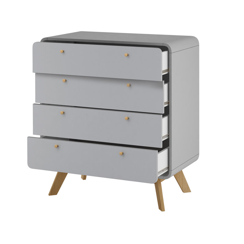 Justine 4 Drawer 80Cm W Chest of Drawers, Grey