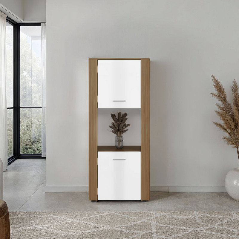 Natural Oak Vertical Storage Cabinet