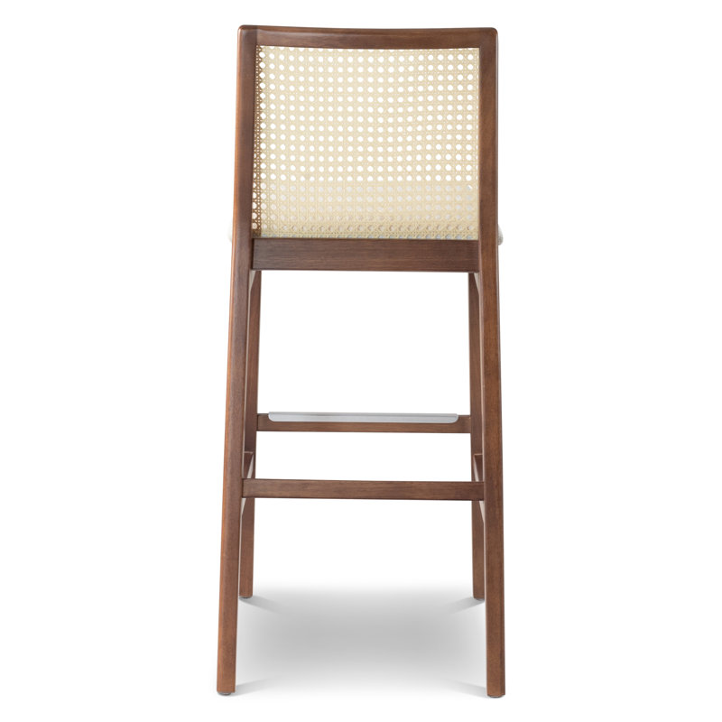 Modern Brazilian Nardia Cane Bar Stool, Light Gray/Nogal/Natural, Counter Stool (25.5" Seat Height)