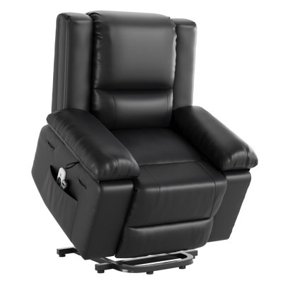 Power Lift Recliner Chair, PU Leather Electric Lift Recliner with Heat Massage Adjustable Back Legs Heavy Duty Mobility Chair for Elderly Seniors