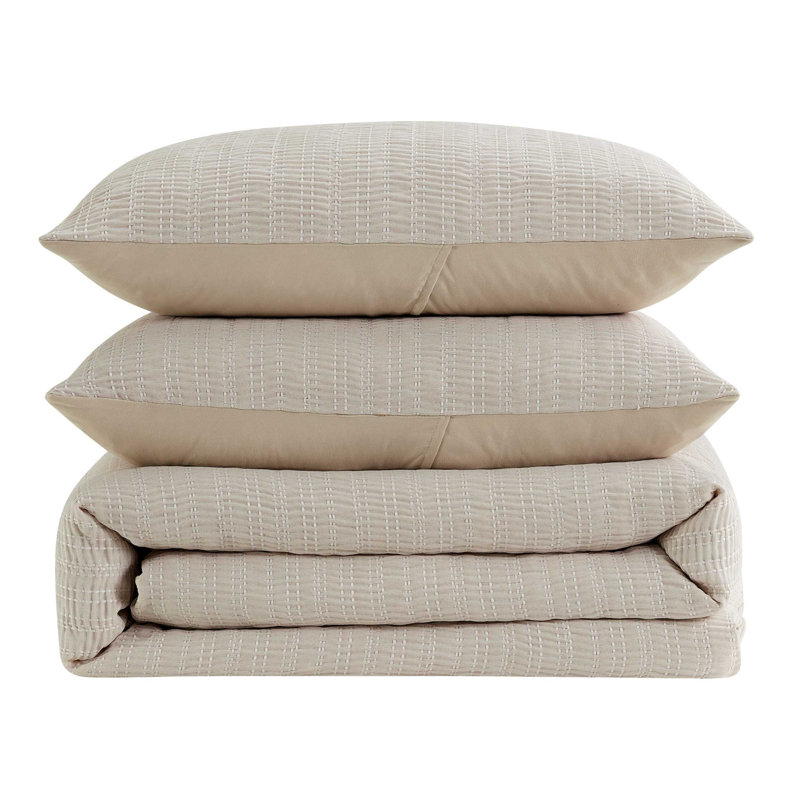 Kenneth Cole Stitched Gauze Solid Comforter Set, Queen Comforter