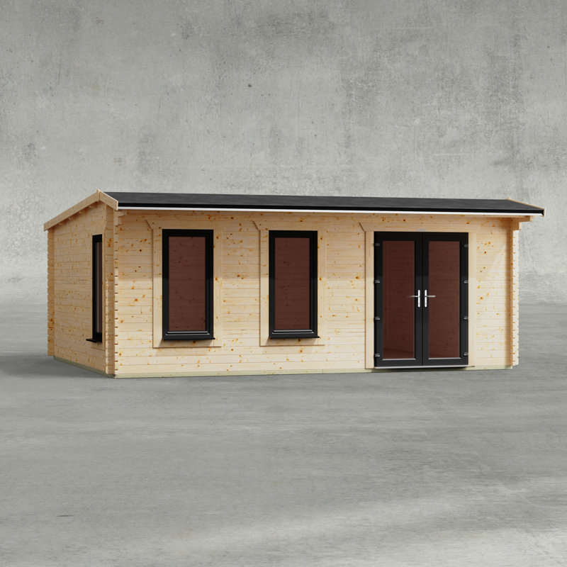 Powersheds 20 x 16ft Apex Log Cabin, Doors to the Right - 44mm