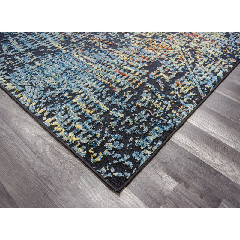 Kauffman Blue/Yellow Area Rug, Runner 2'2" x 8'0"