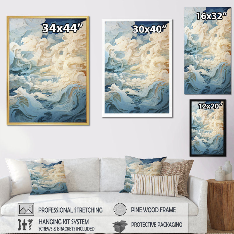 «Iselis Clouds Whispers of Clouds III», reproduction sur toile, H 44 po x l 34 po x P 1,5 po, Cadre flottant noir
