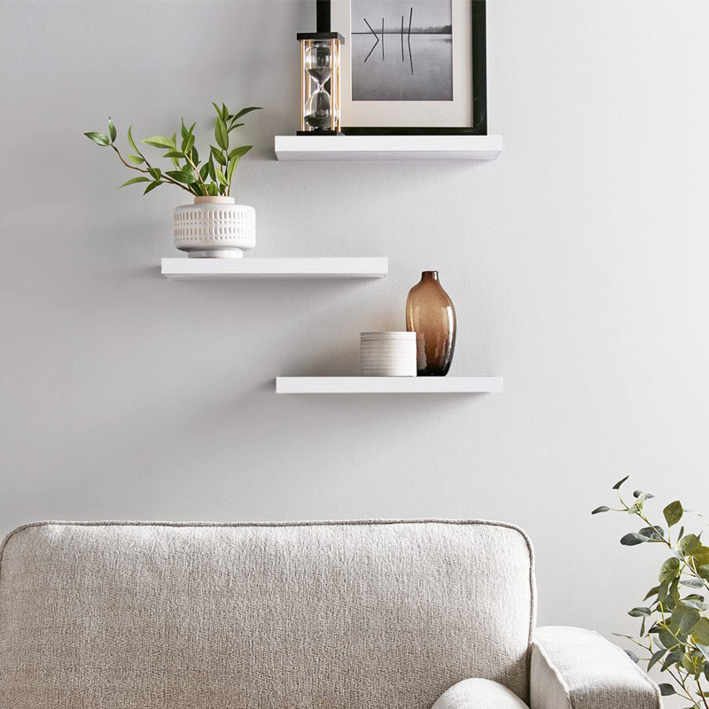 Ensemble de 3 tablettes flottantes, Blanc / Blanc