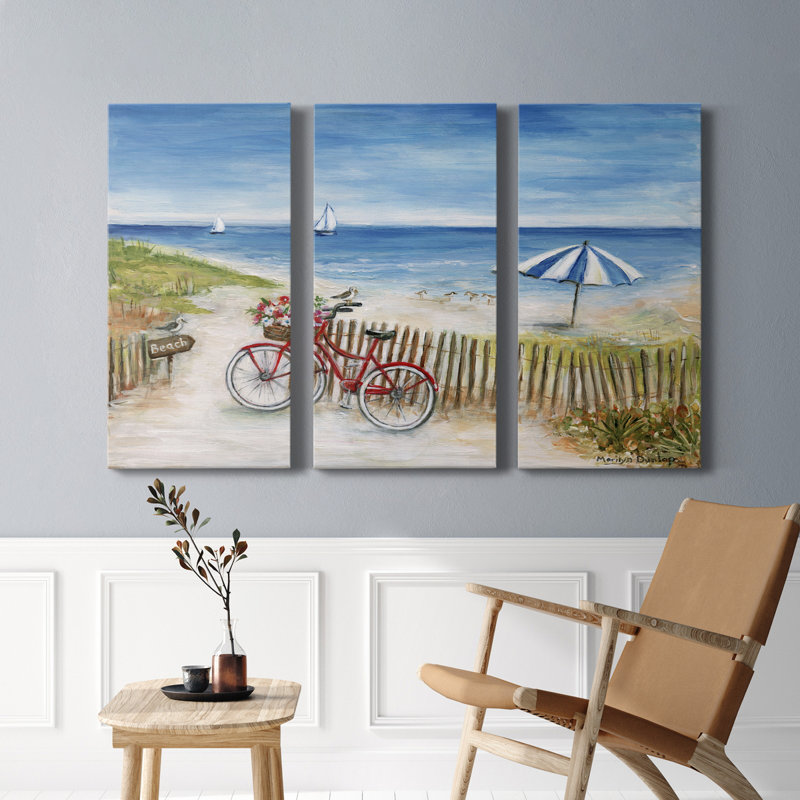 «Beach Ride II», peinture sur toile tendue 3 pièces, H 12 po x l 24 po x P 1 po
