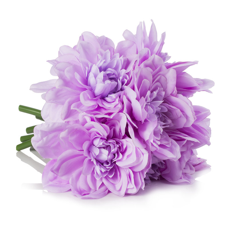 Arrangement floral dahlia en soie dans un vase, Mauve