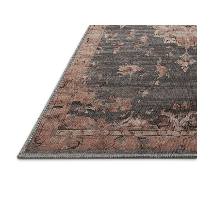Machine Washable Gray Area Rug, Round 8'