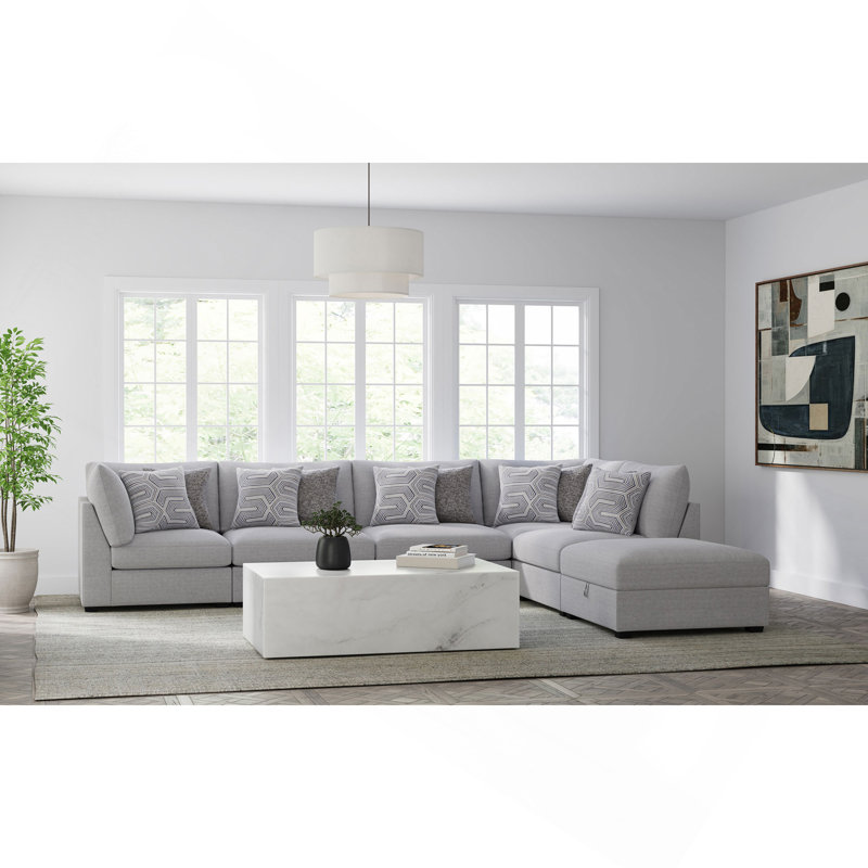 Lafayette Grey 6-piece Upholstered Sectional Sofa