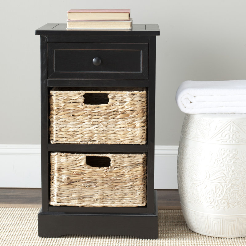 Micheal 40cm W Solid Wood Bedside Table, White Washed