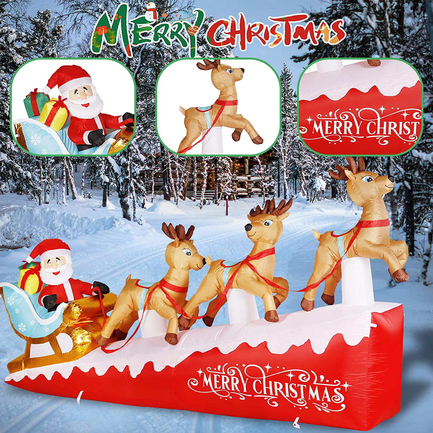 The Holiday Aisle® Santa Claus on Sleigh with 3 Reindeer