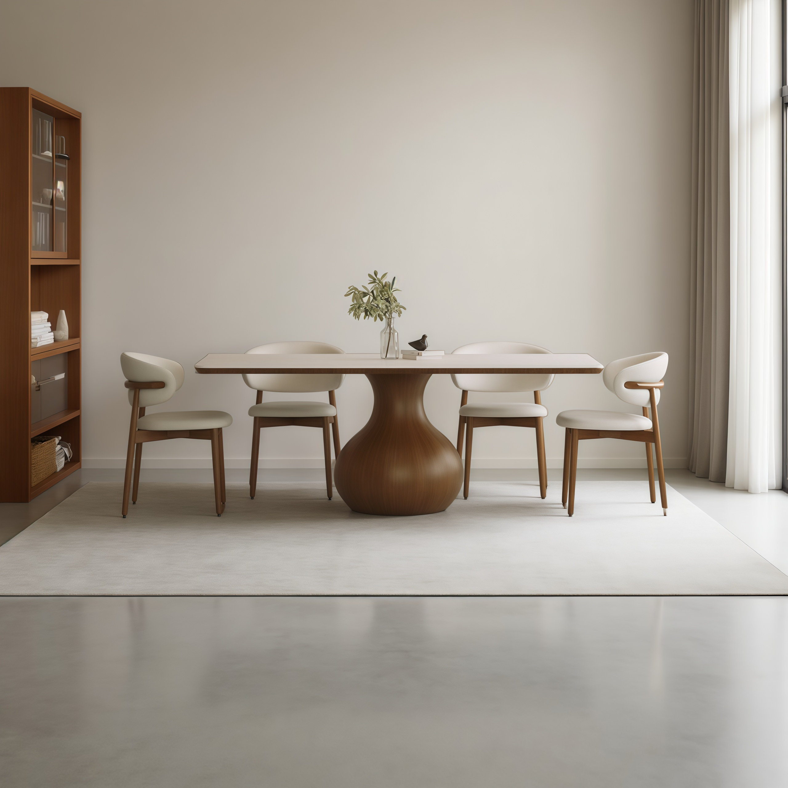 Corrigan Studio® Modern Rectangular White Rock Plate Solid Wood Dining ...