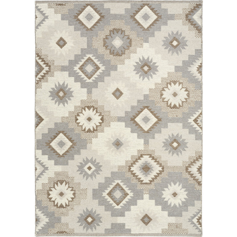 Marther Flatwoven Wool Ivory Modern Indoor Rug, Rectangle 5' x 7'