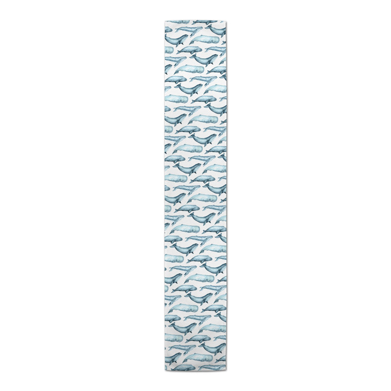 Buncie Rectangle Polyester Table Runner, 90" x 16", Blue