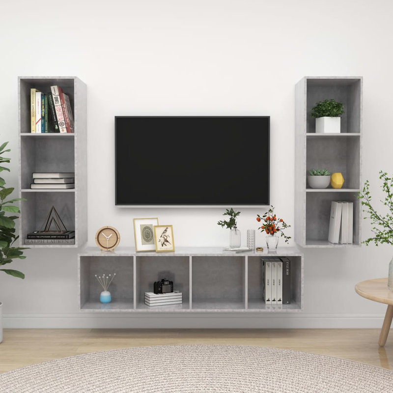 Dormon Unfinished Floating TV Stand for TVs up to 60", 107cmH x 37cmL x 37cmW / 142.5cmH x 37cmL x 37cmW, 3 x TV cabinet