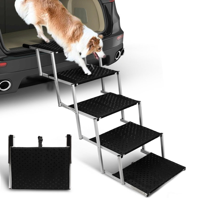 Escaliers portatifs pliables pour chiens, voitures, VUS et camions, 5 marches (H 24 po x l 17 po x P 35 po)