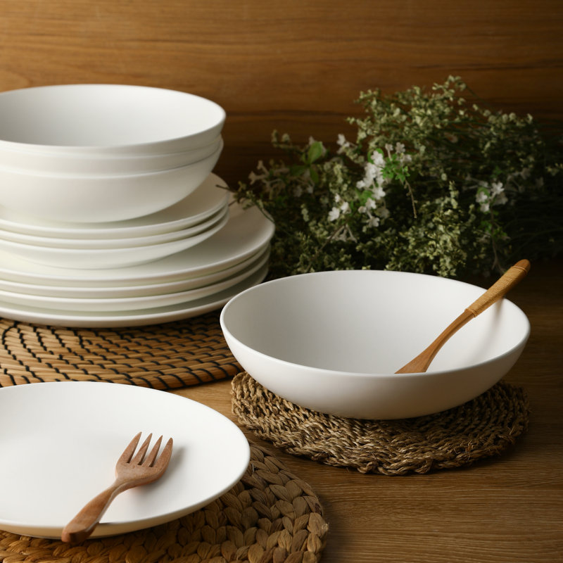 Matte White Porcelain 24-Piece Dinnerware Set for 8