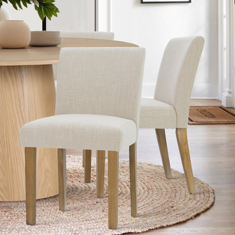 Chaises de salle à manger rembourrées en bois massif à hauteur d'assise 18,5 po, Beige