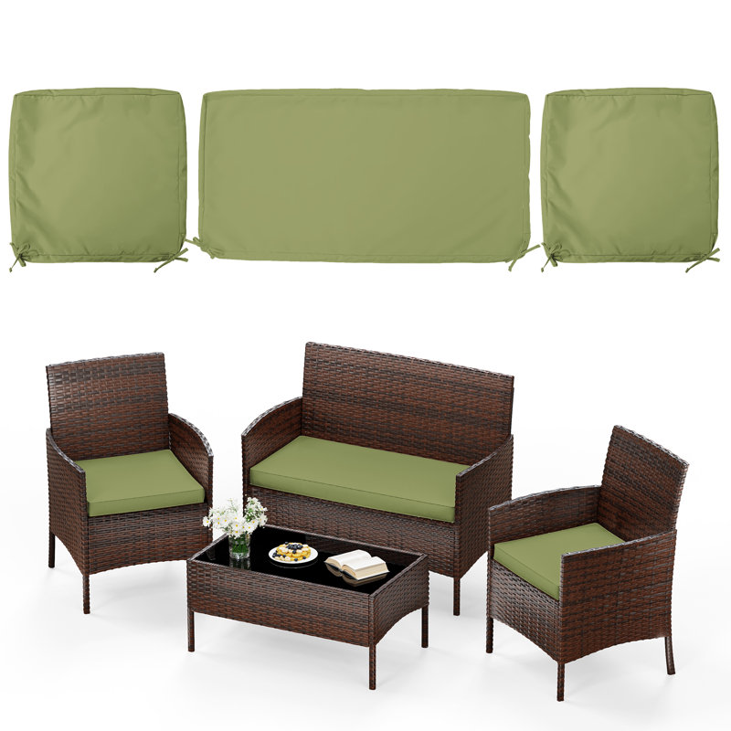 3-Piece Outdoor  Cushion  Covers Set(1 Big Cover+2 Small Covers), Covers Only, Light Green