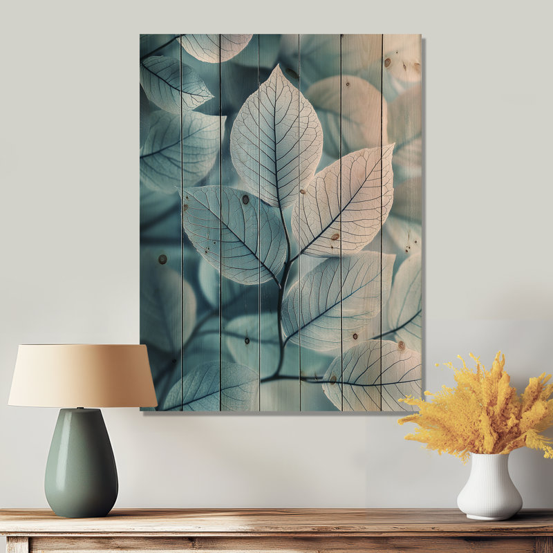 Gradient, feuilles, minimalisme, photo I - feuilles, décoration murale en bois - sur bois de pin naturel