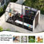Remise de rangement 8 po x 13,5 po en résine avec plancher, portes doubles verrouillables, fenêtres et évents, remise extérieure en plastique toutes saisons pour jardin, cour, patio et pelouse, blanc / brun-126124480