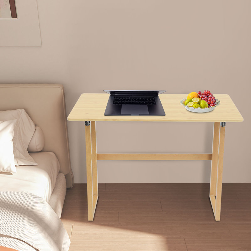 31.5" Wooden Standing Folding Table, Natural, 29.52" H x 39.3" W x 19.29" D