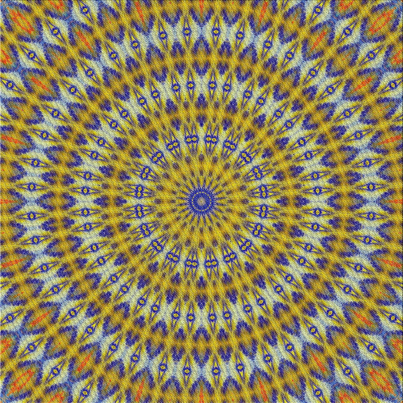 Tapis jaune Ikat, Carré 6 pi