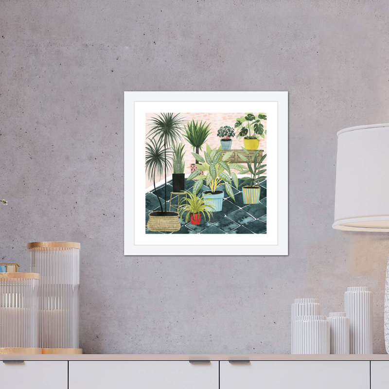 «Modern Jungle II» par Grace Popp - reproduction d'art sur papier encadrée, H 16 po x l 16 po x p 1 po, Papier encadré blanc