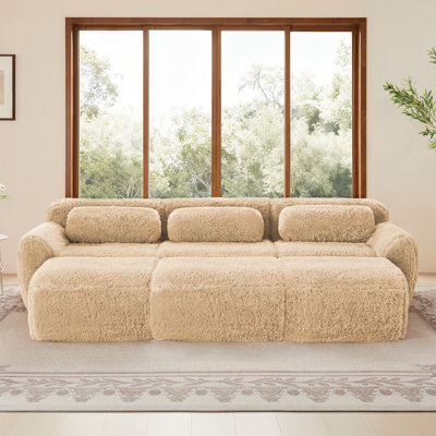 Canapé modulaire 3 places à haute densité avec 3 repose-pieds